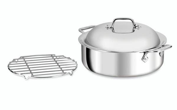 all clad D3 Stainless 3-ply Bonded Cookware All in One Pan with Rack and Domed Lid 5 quart