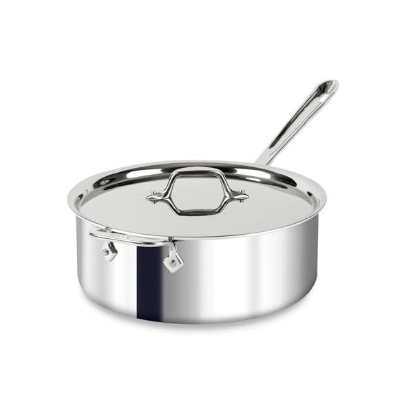 all clad D3 Stainless 3-ply Bonded Cookware Deep Saute Pan with lid 6 quart