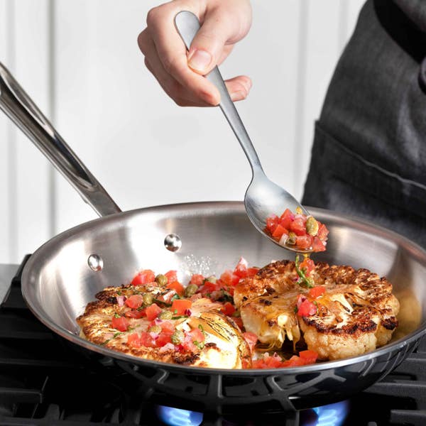 All Clad D3 Stainless 3-Ply Bonded Cookware Fry Pan With Lid 12 Inch