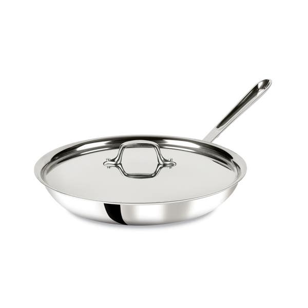 all clad D3 Stainless 3-Ply Bonded Cookware Fry Pan with Lid 12 inch