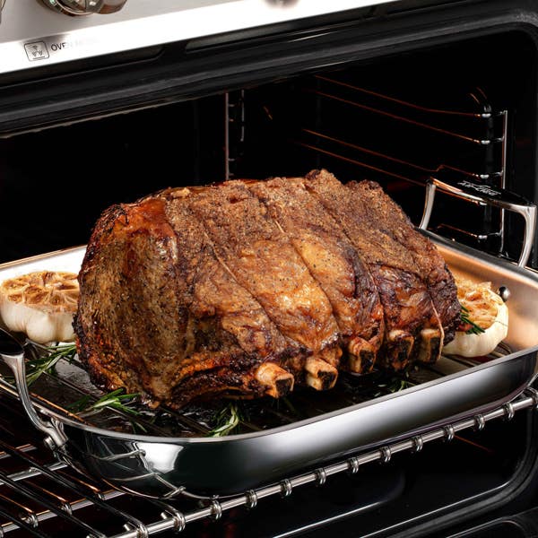 All Clad D3 Stainless 3-Ply Bonded Cookware Large Flared Roaster