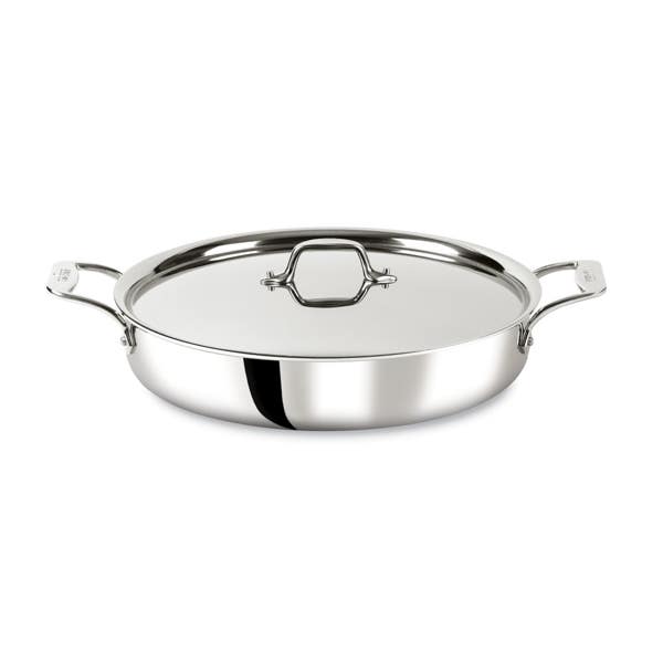 all clad D3 Stainless 3-ply Bonded Cookware Mother of All Pans with lid 6 quart