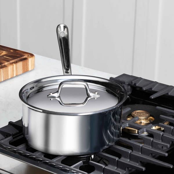 All Clad D3 Stainless 3-ply Bonded Cookware Sauce Pan With Lid 1 Quart
