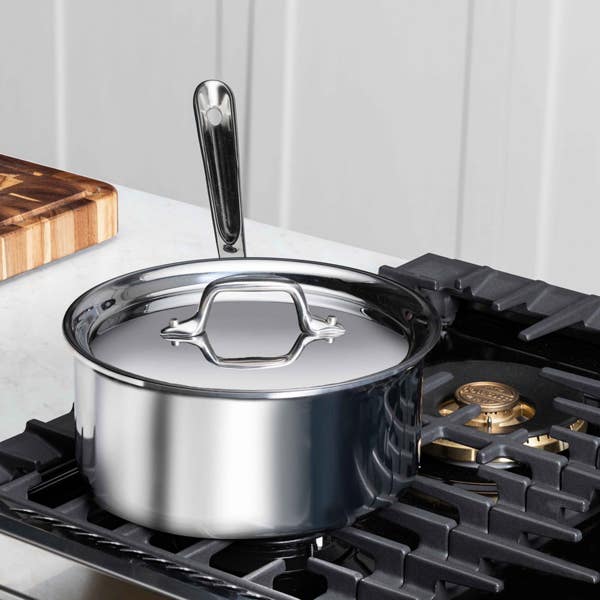 All Clad D3 Stainless 3-ply Bonded Cookware Sauce Pan With Lid 1.5 Quart