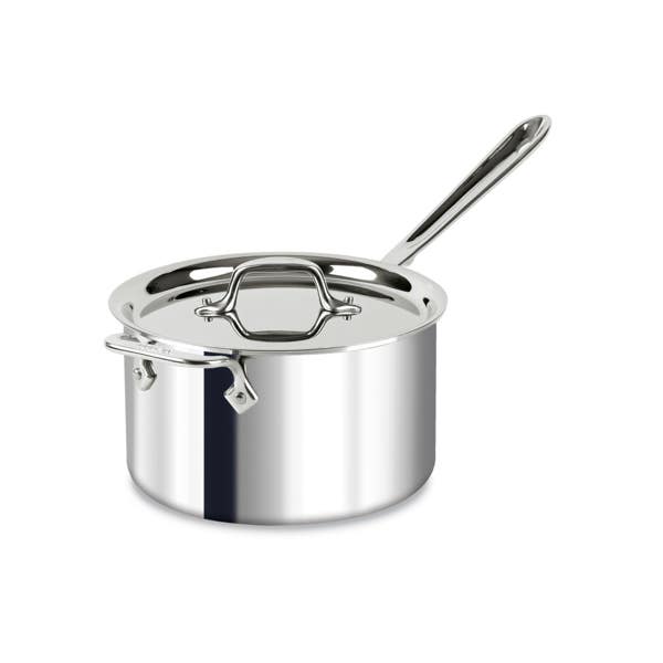 all clad D3 Stainless 3-Ply Bonded Cookware Sauce Pan with Lid 4 quart