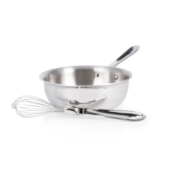 All Clad D3 Stainless 3-ply Bonded Cookware Saucier With Whisk 2 Quart