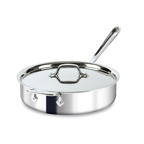 all clad D3 Stainless 3-ply Bonded Cookware Saute Pan with lid 4 quart
