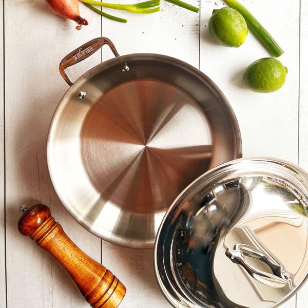 All Clad D3 Stainless 3-ply Bonded Cookware; Sear & Serve Skillet With Domed Lid; 10.5 Inch