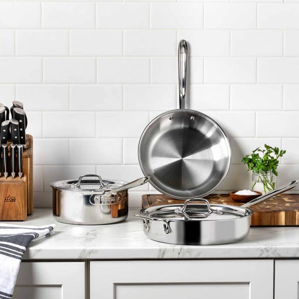 All Clad D3 Stainless 3-ply Bonded Cookware Set 5 Piece Set