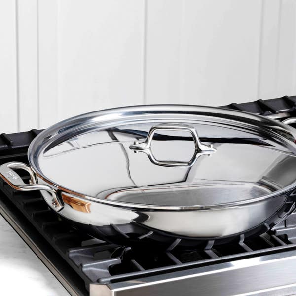 All Clad D3 Stainless 3-ply Bonded Cookware Sunday Supper Pan With Lid 7 Quart