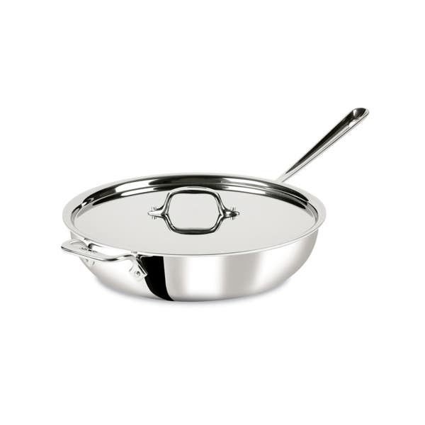 all clad D3 Stainless 3-ply Bonded Cookware Weeknight Pan with lid 4 quart all clad D3 Stainless 3-ply Bonded Cookware Weeknight Pan with lid 4 quart