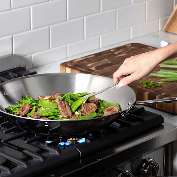 All Clad D3 Stainless 3-Ply Bonded Cookware Wok 14 Inch