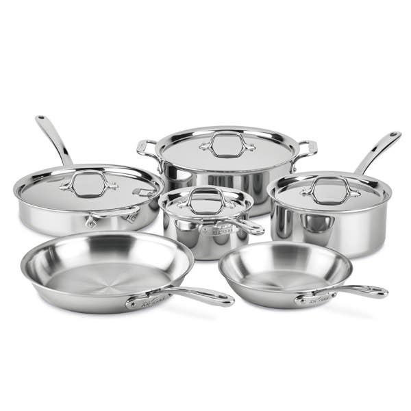 all clad D3 Stainless Everyday 10 Piece Pots and Pans Cookware Set