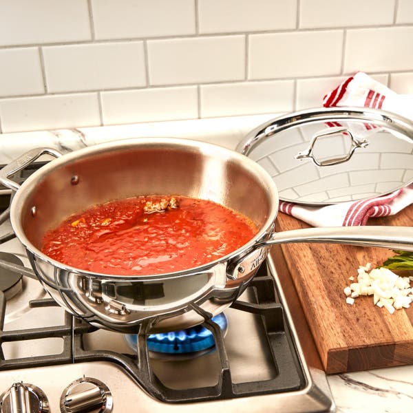 All Clad D3 Stainless Everyday 3-ply Bonded Cookware Ragù Pan With Lid 5.5 Quart