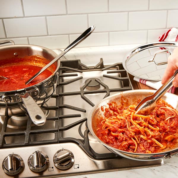 All Clad D3 Stainless Everyday 3-ply Bonded Cookware Ragù Pan With Lid 5.5 Quart