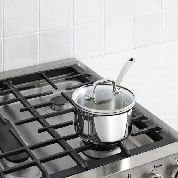 All Clad D3 Stainless Everyday 3-ply Bonded Cookware Sauce Pan With Glass Lid 1.5 Quart