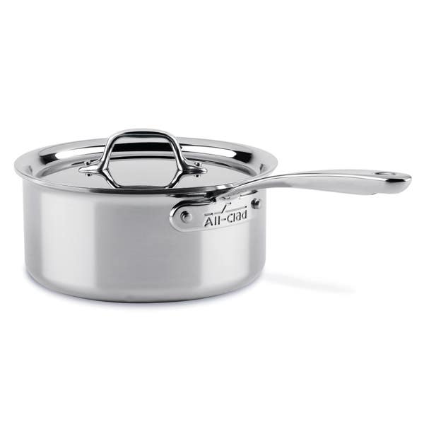 all clad D3 Stainless Everyday 3-ply Bonded Cookware Sauce Pan with lid 3 quart
