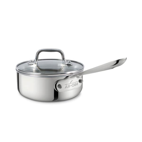 all clad D3 Stainless Everyday 3-ply Bonded Cookware Sauce Pan with Glass lid 1.5 quart