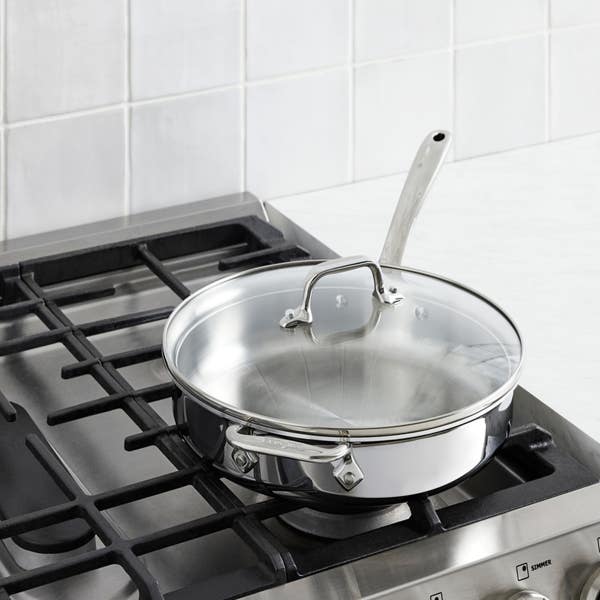 All Clad D3 Stainless Everyday 3-ply Bonded Cookware Sauté Pan With Glass Lid 3 Quart