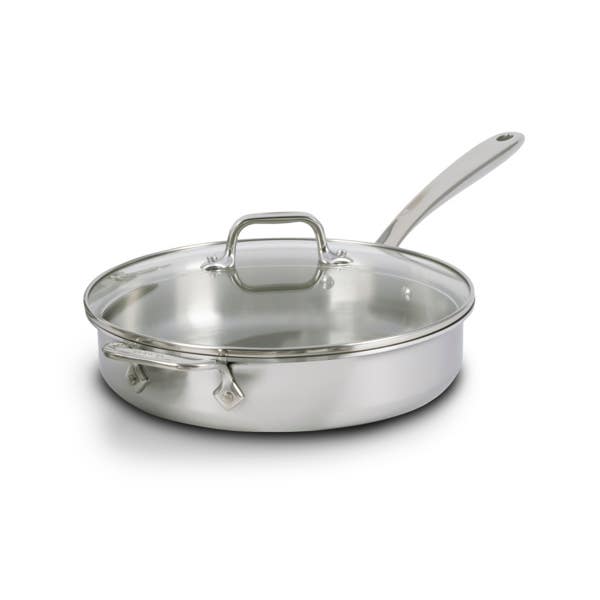 all clad D3 Stainless Everyday 3-ply Bonded Cookware Sauté Pan with Glass lid 3 quart