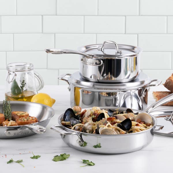 All Clad D3 Stainless Everyday 7 Piece Pots And Pans Cookware Set