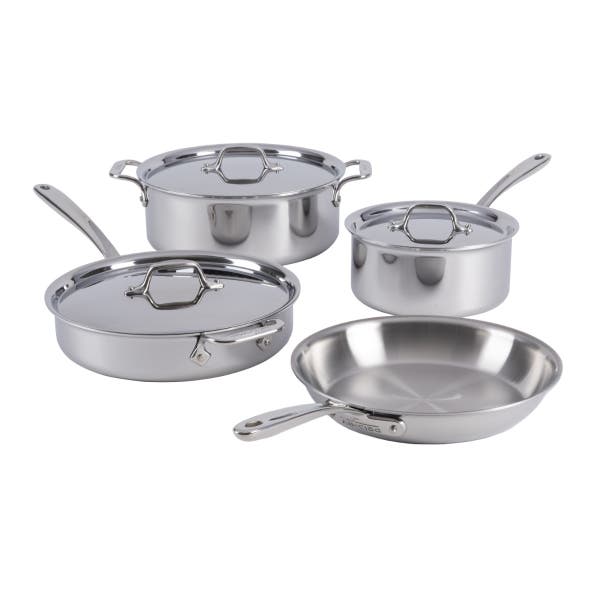 all clad D3 Stainless Everyday 7 Piece Pots and Pans Cookware Set