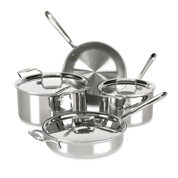 all clad D5 Stainless 5-ply Bonded Cookware Set; 7 piece Set