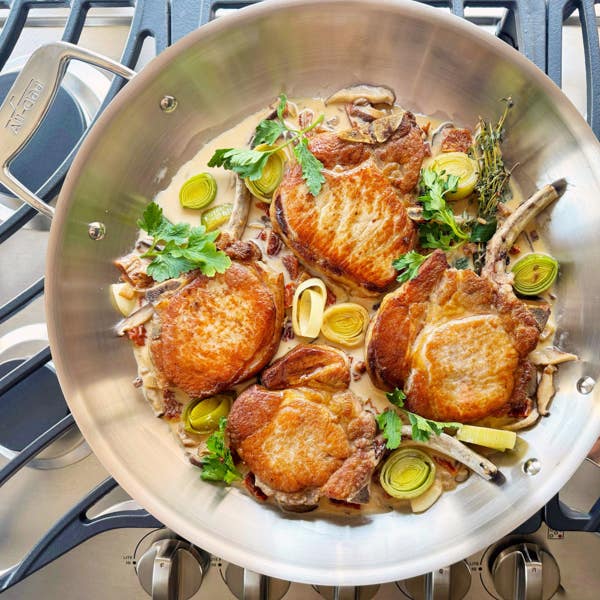 All Clad D5 Stainless Brushed 5-ply Bonded Cookware; Fry Pan With Lid; 14 Inch