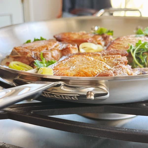 All Clad D5 Stainless Brushed 5-ply Bonded Cookware; Fry Pan With Lid; 14 Inch