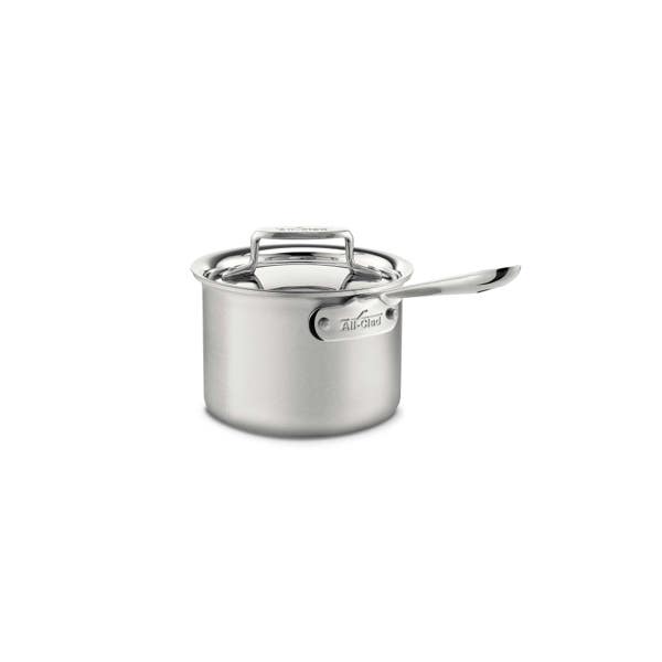 all clad D5 Stainless Brushed 5-ply Bonded Cookware; Sauce Pan with lid; 2 quart