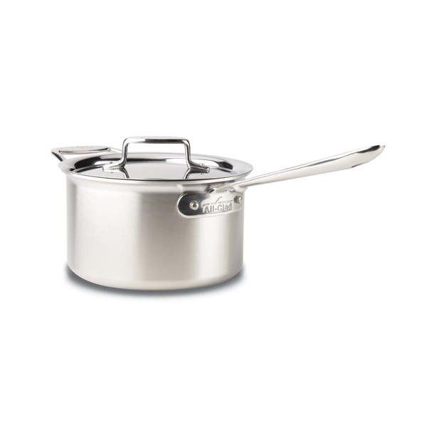 all clad D5 Stainless Brushed 5-ply Bonded Cookware; Sauce Pan with lid; 4 quart