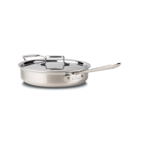all clad D5 Stainless Brushed 5-ply Bonded Cookware; Saute Pan with lid; 3 quart