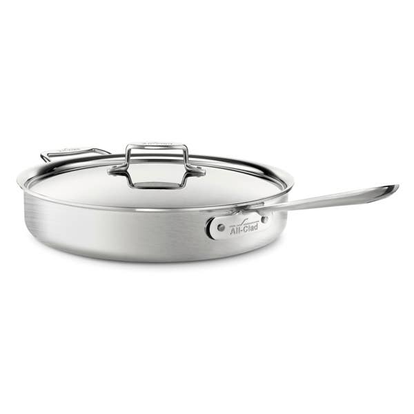 all clad D5 Stainless Brushed 5-ply Bonded Cookware; Saute Pan with lid; 6 quart