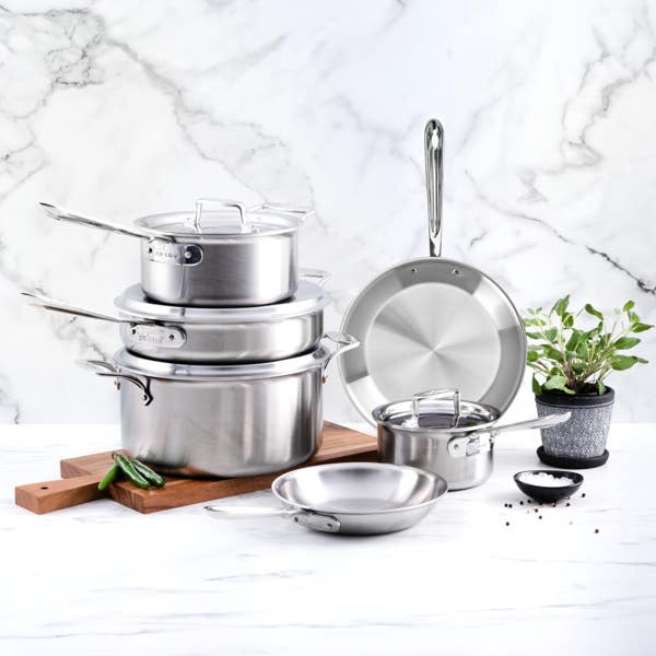All Clad D5 Stainless Brushed 5-ply Bonded Cookware Set; 10 Piece Set