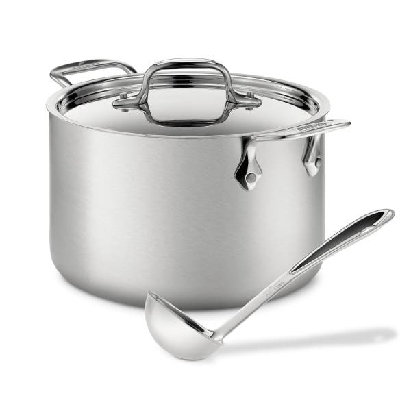all clad D5 Stainless Brushed 5-ply Bonded Cookware Set 4-quart Soup Pot and Ladle Set