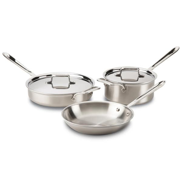 all clad D5 Stainless Brushed 5-ply Bonded Cookware Set; 5 piece Set