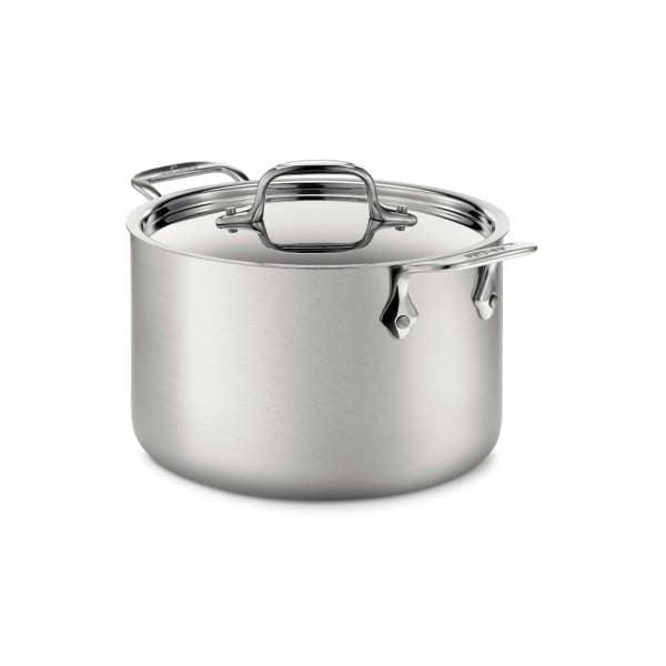all clad D5 Stainless Brushed 5-ply Bonded Cookware; Soup Pot with lid; 4 quart