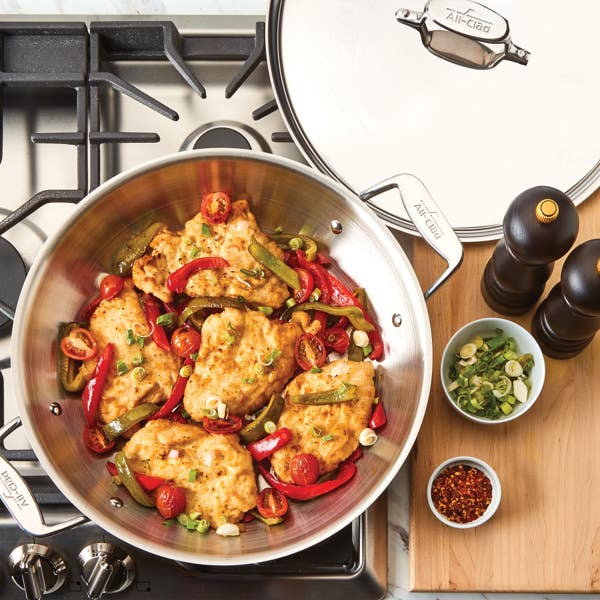 All Clad D5 Stainless Brushed 5-ply Bonded Cookware; Universal Pan With Lid; 4.5 Qt