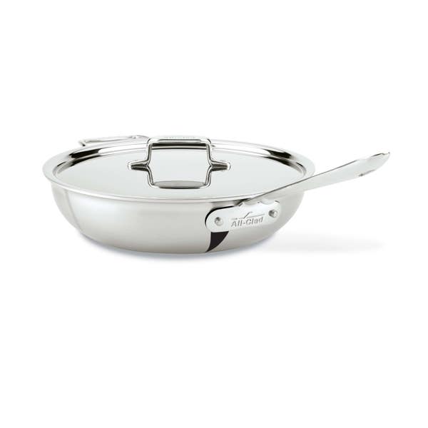 all clad D5 Stainless Brushed 5-ply Bonded Cookware; Weeknight Pan with lid; 4 quart