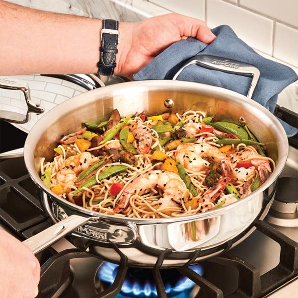 All Clad D5 Stainless Polished 5-ply Bonded Cookware; Essential Pan With Lid; 4 Quart