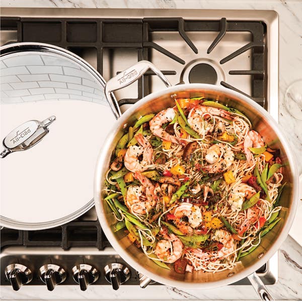 All Clad D5 Stainless Polished 5-ply Bonded Cookware Essential Pan With Lid 6 Quart