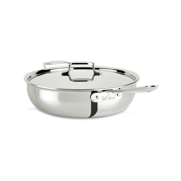 all clad D5 Stainless Polished 5-ply Bonded Cookware Essential Pan with lid 6 quart