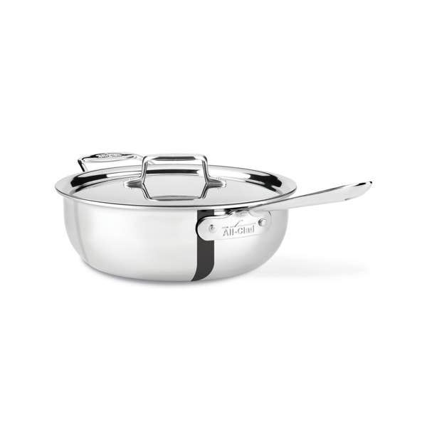 all clad D5 Stainless Polished 5-ply Bonded Cookware; Essential Pan with lid; 4 quart