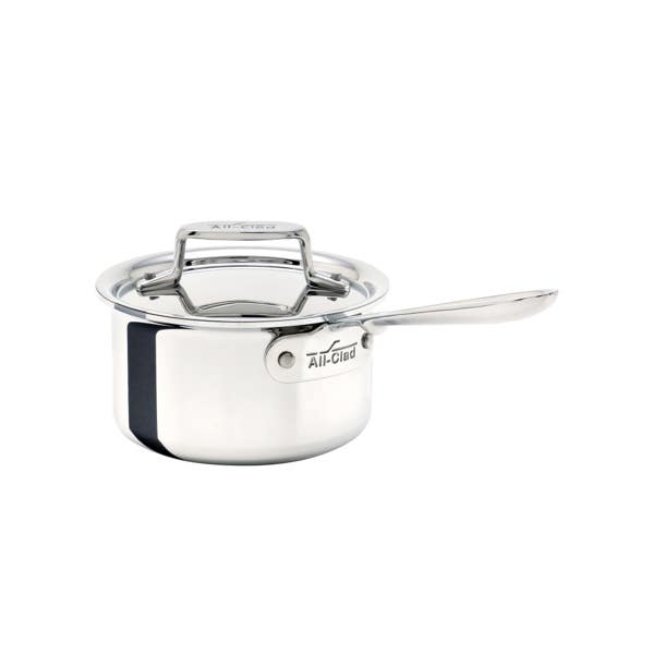 all clad D5 Stainless Polished 5-ply Bonded Cookware Sauce Pan with lid 1.5 quart