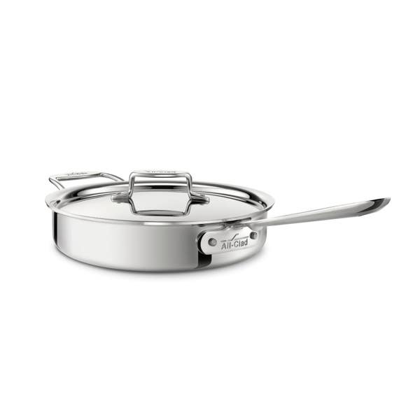 all clad D5 Stainless Polished 5-ply Bonded Cookware; Saute Pan with lid; 3 quart