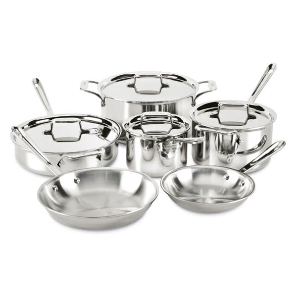 all clad D5 Stainless Polished 5-ply Bonded Cookware Set 10 piece Set