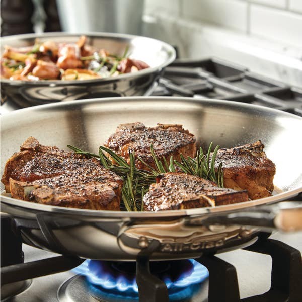 All Clad D5 Stainless Polished 5-ply Bonded Cookware Set 8.5 & 10.5 Inch Deep Skillets