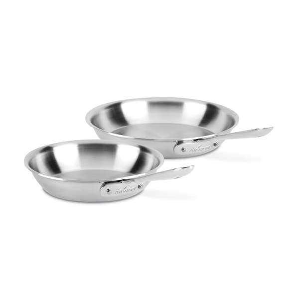 all clad D5 Stainless Polished 5-ply Bonded Cookware Set 8.5 & 10.5 inch Deep Skillets