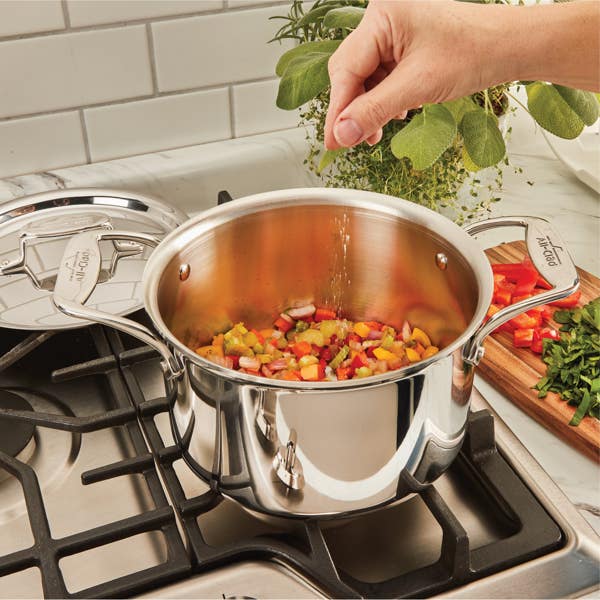 All Clad D5 Stainless Polished 5-ply Bonded Cookware; Soup Pot With Lid; 4 Quart