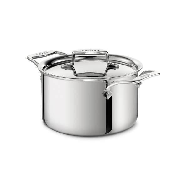 all clad D5 Stainless Polished 5-ply Bonded Cookware; Soup Pot with lid; 4 quart